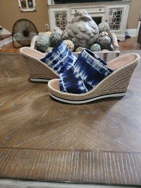 Blue Tie-Dye Toms Wedge Slide